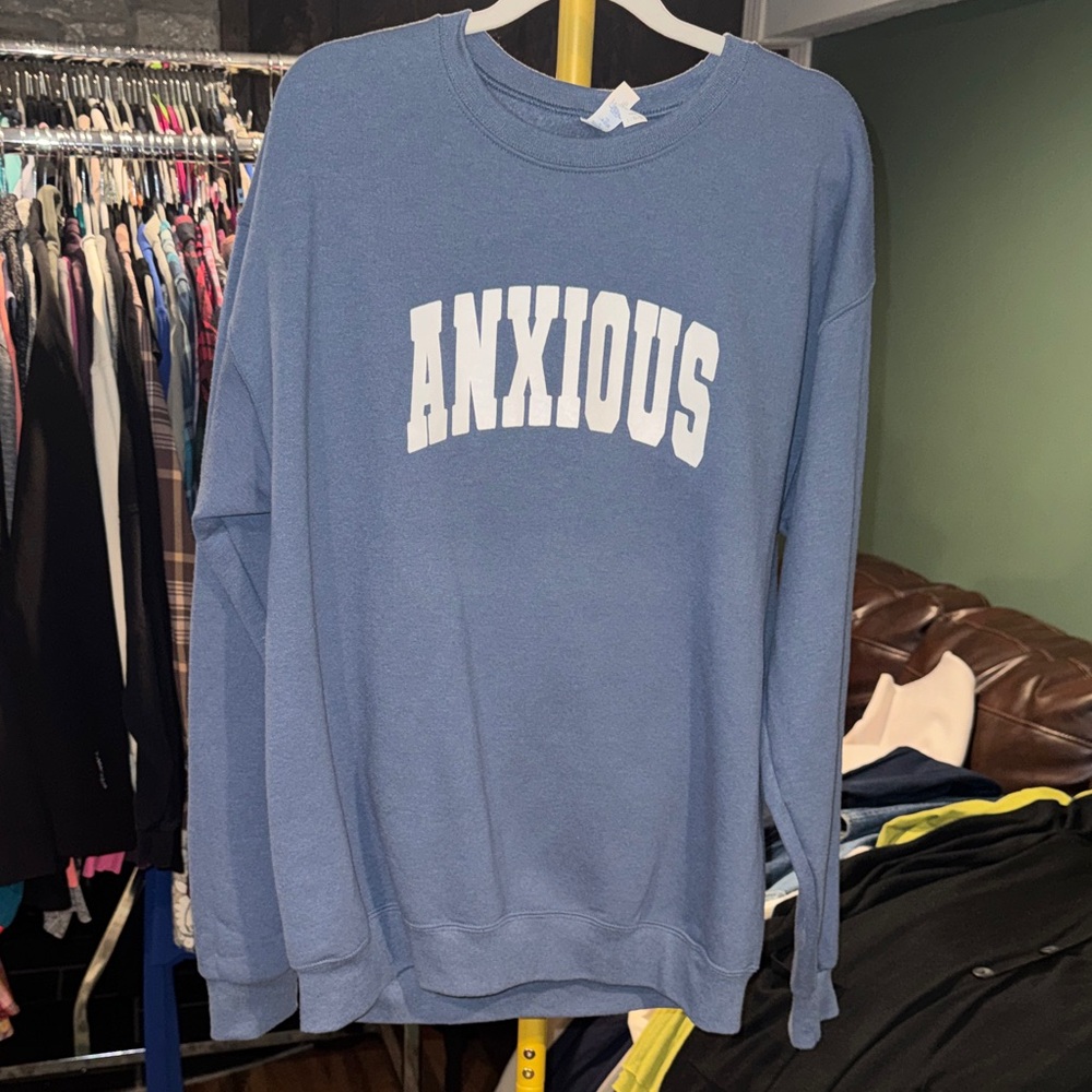 Blue Anxious woman’s Sweatshirt sz L